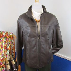 Jones New York Dark Brown Vintage Leather Jacket